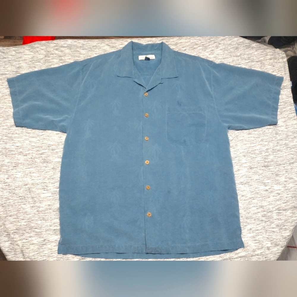Vintage Tommy Bahama Blue Hawaiian 100% SILK Button Down Shirt, Men's Size Large